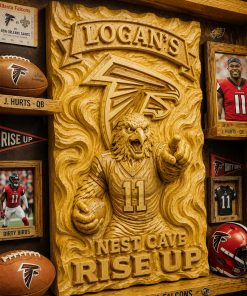 Hand-Carved Falcons Wooden Wall Art – Custom Name