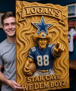 Alternative view of Hand-Carved Cowboys Wooden Wall Art – Custom Name