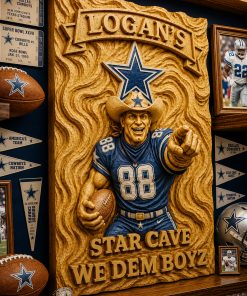 Hand-Carved Cowboys Wooden Wall Art – Custom Name