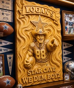 Hand-Carved Cowboys Wooden Wall Art – Custom Name