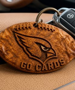Hand-Carved Arizona Cardinals Wooden Keychain – Custom Name