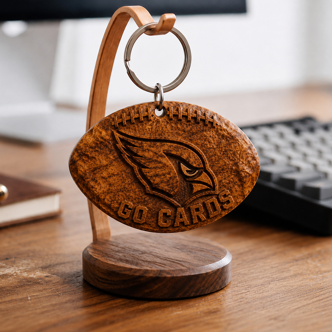 Hand-Carved Arizona Cardinals Wooden Keychain – Custom Name - Image 4