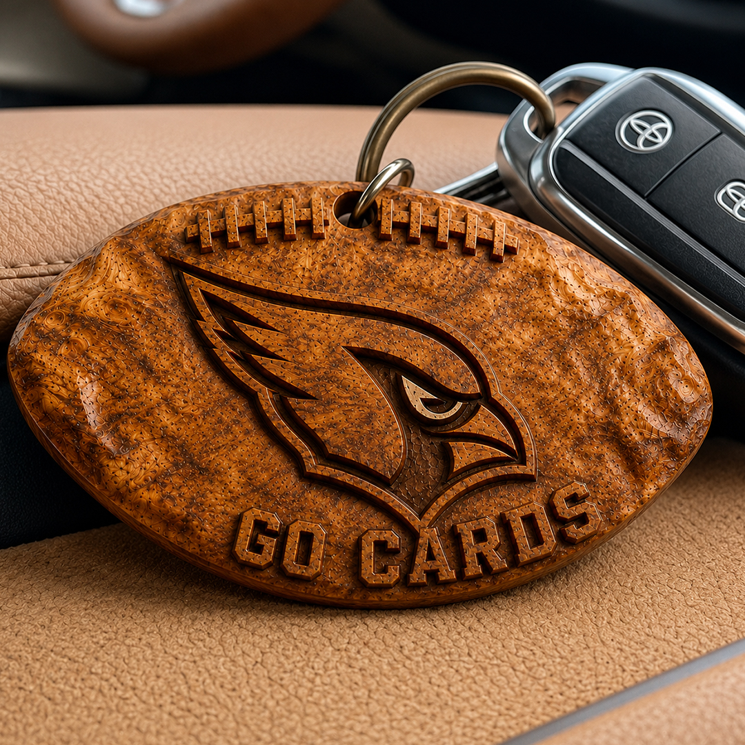 Hand-Carved Football Team Wooden Keychain – Custom Name - Image 4