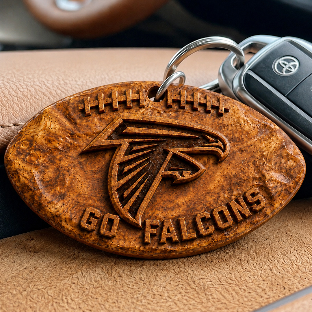 Hand-Carved Football Team Wooden Keychain – Custom Name - Image 5