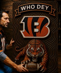 Alternative view of Hand-Carved Bengals Wooden Wall Art