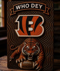Hand-Carved Bengals Wooden Wall Art