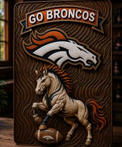 Hand-Carved Broncos Wooden Wall Art