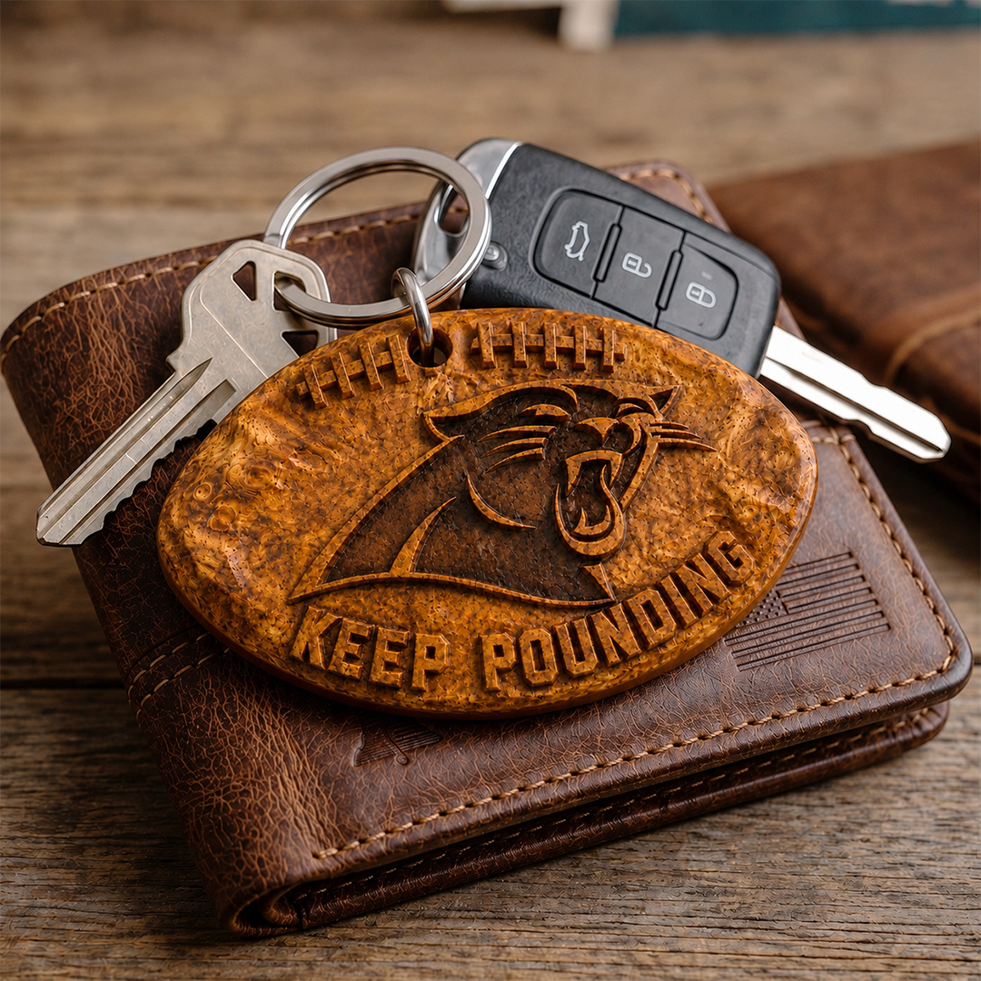 Hand-Carved Football Team Wooden Keychain – Custom Name - Image 8