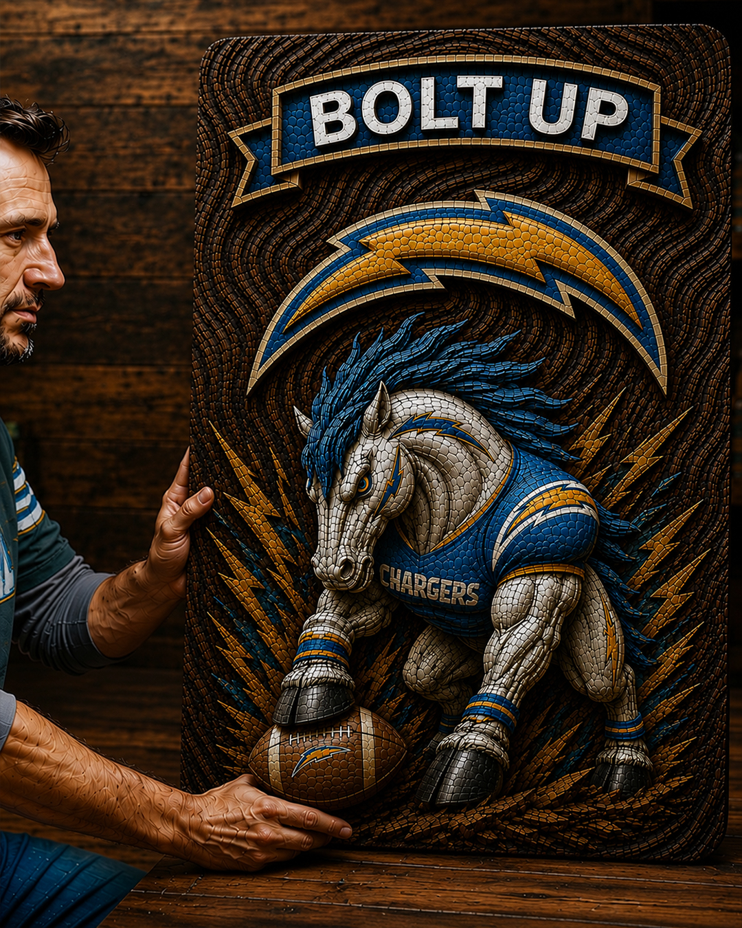 Hand-Carved Chargers Wooden Wall Art - Image 2