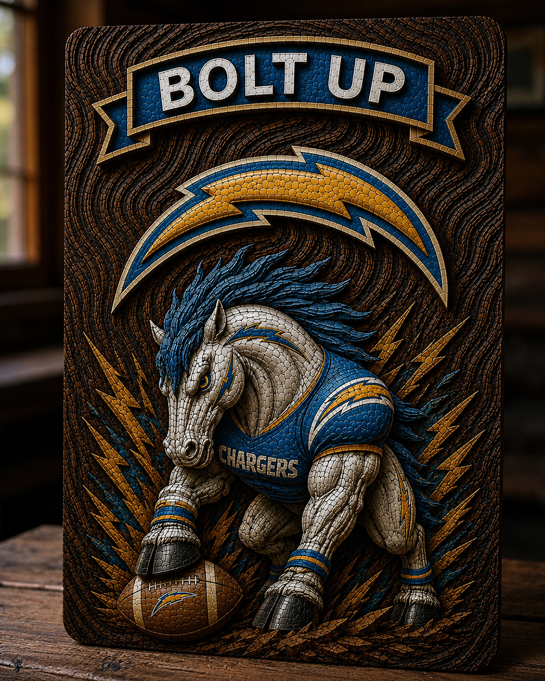 Hand-Carved Chargers Wooden Wall Art