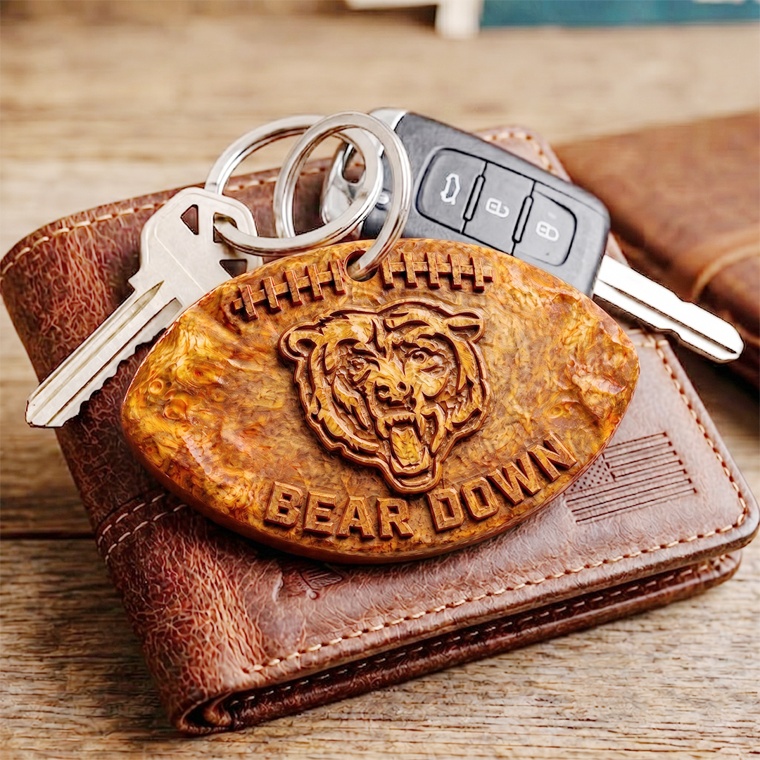 Hand-Carved Football Team Wooden Keychain – Custom Name - Image 9
