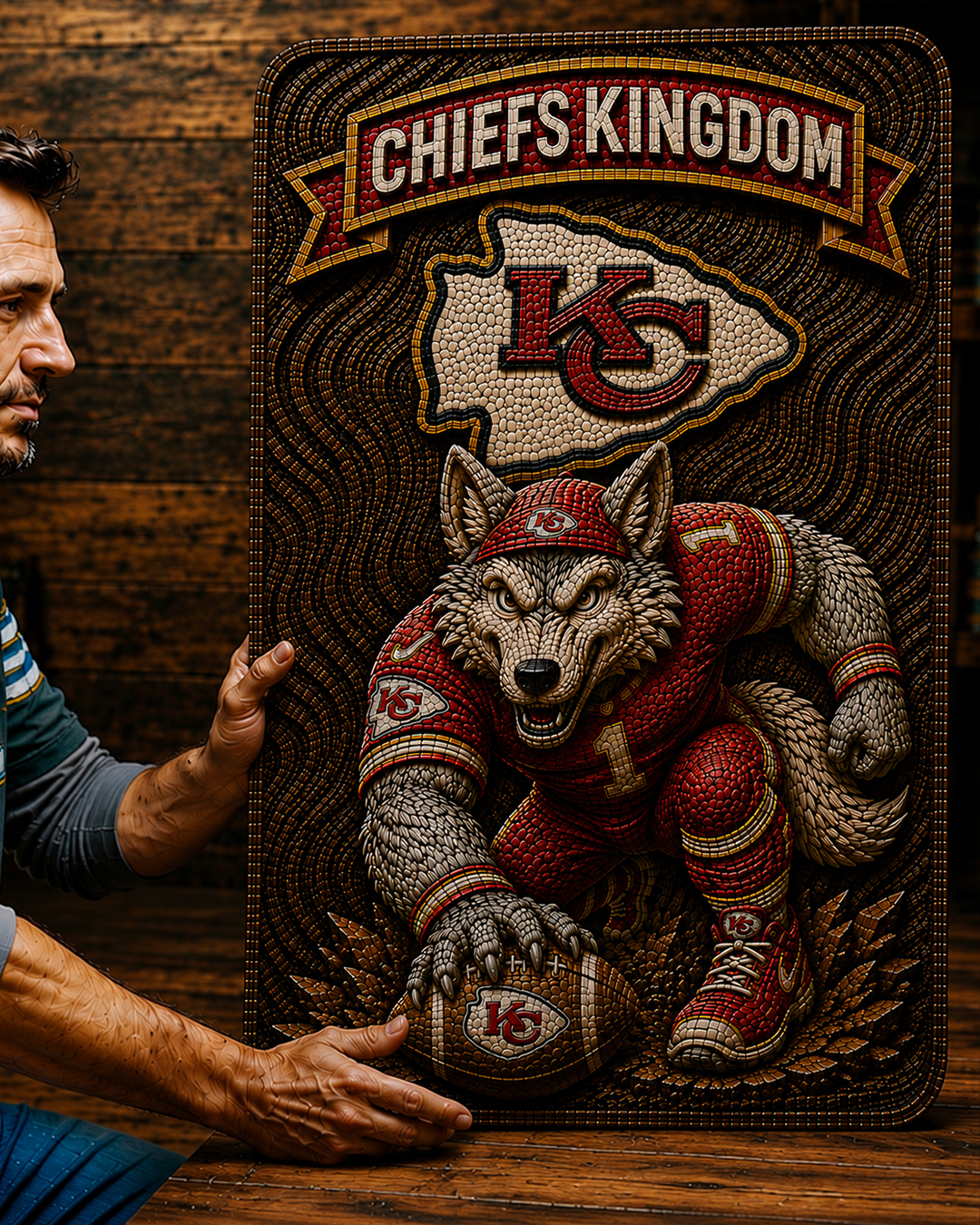 Hand-Carved Chiefs Wooden Wall Art - Image 2