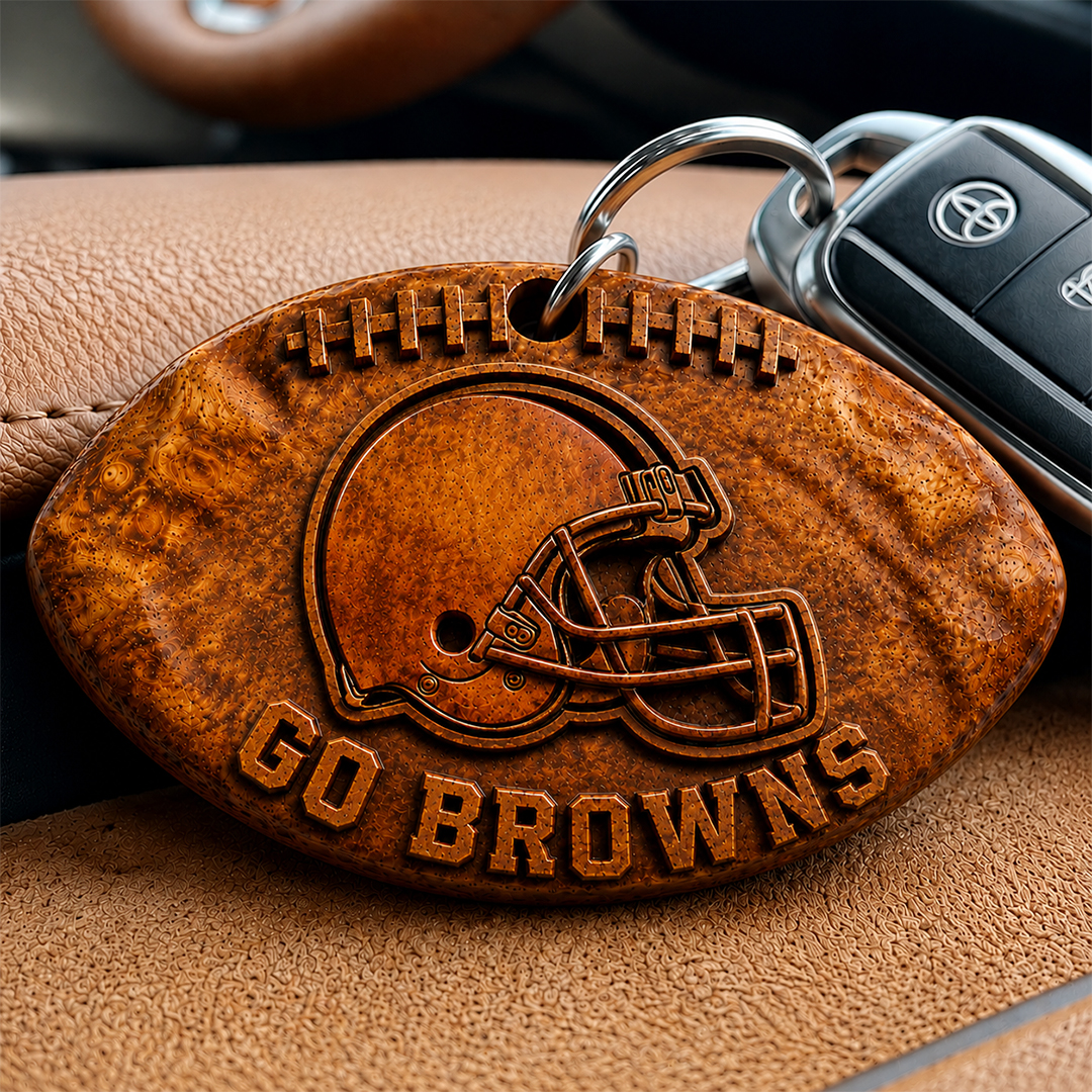 Hand-Carved Football Team Wooden Keychain – Custom Name - Image 11