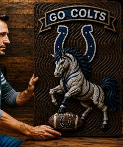 Alternative view of Hand-Carved Colts Wooden Wall Art