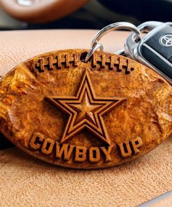 Hand-Carved Dallas Cowboys Wooden Keychain – Custom Name