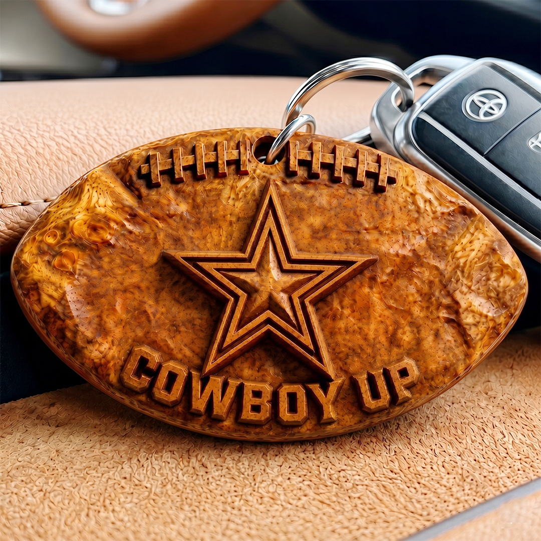 Hand-Carved Football Team Wooden Keychain – Custom Name - Image 12