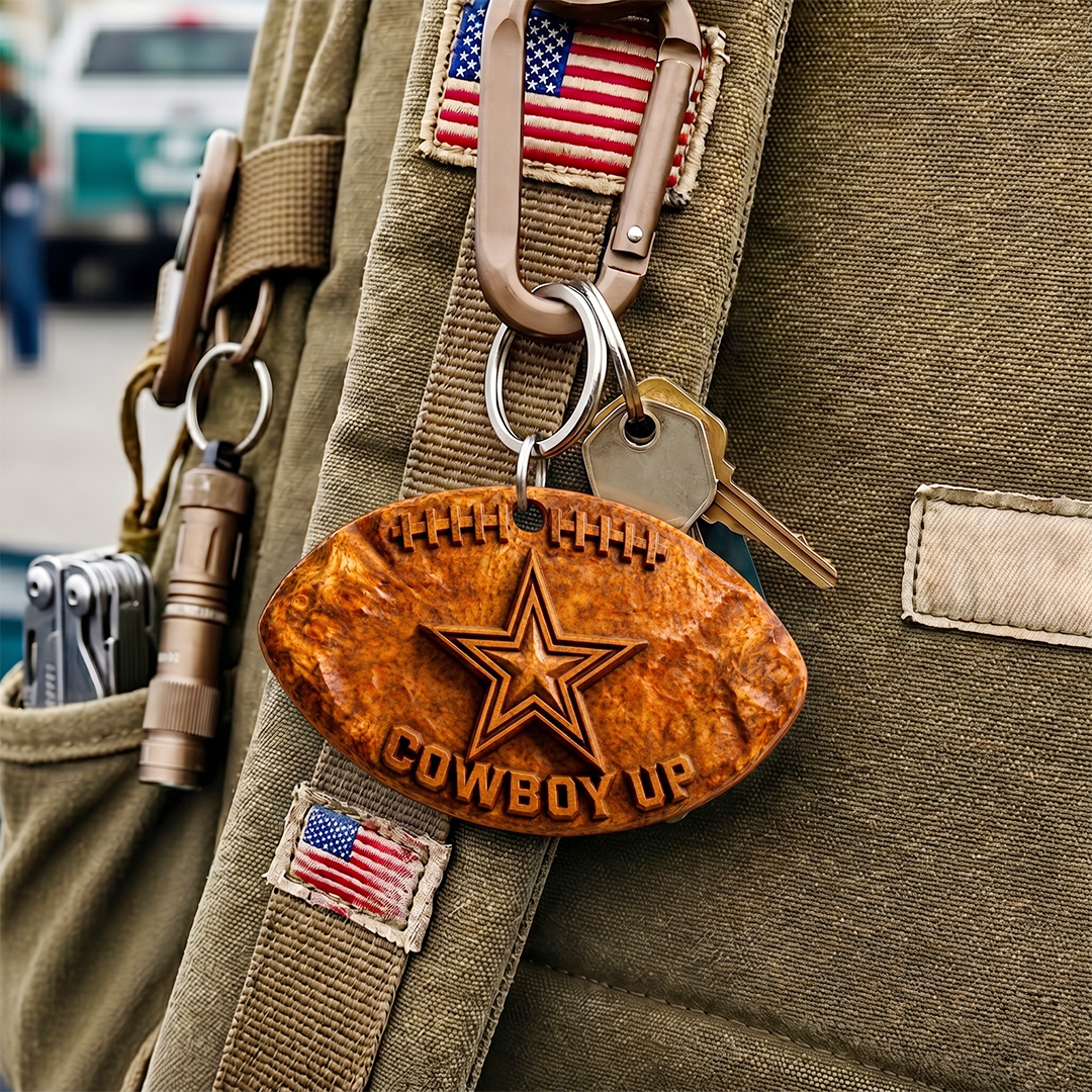 Hand-Carved Dallas Cowboys Wooden Keychain – Custom Name - Image 5