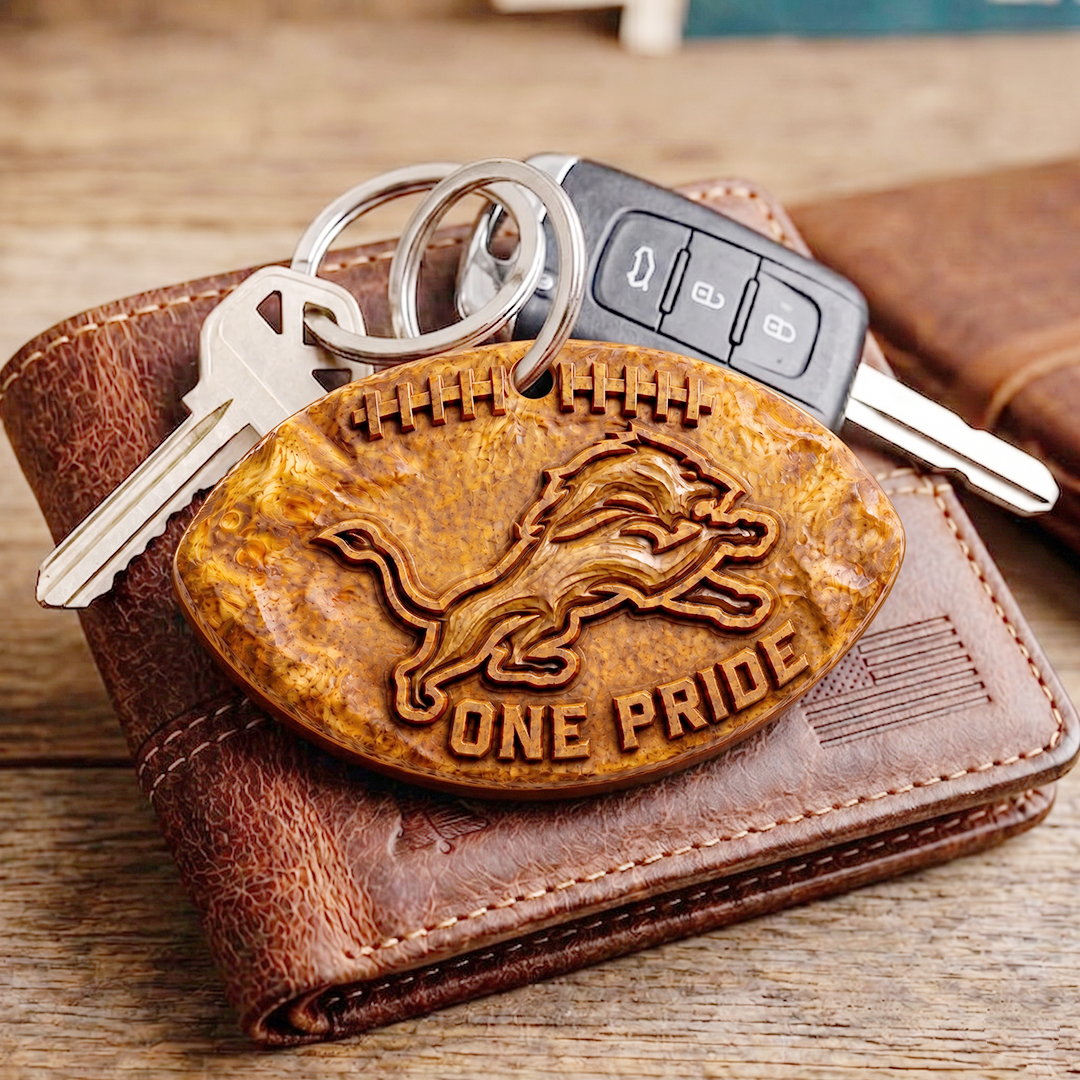 Hand-Carved Football Team Wooden Keychain – Custom Name - Image 14