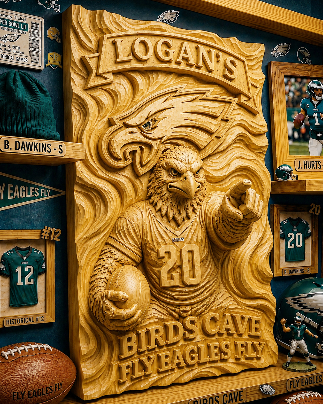 Hand-Carved Eagles Wooden Wall Art – Custom Name - Image 8