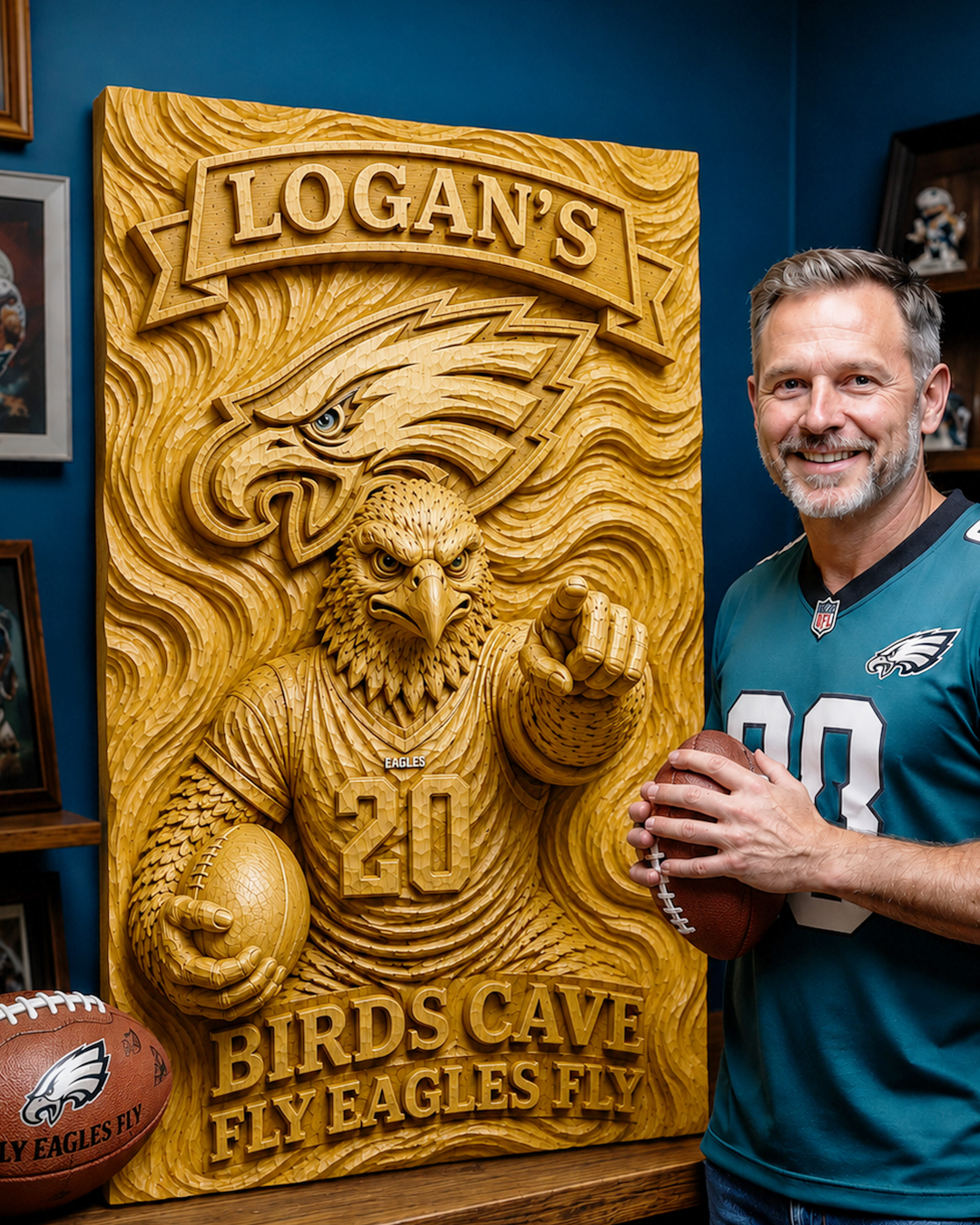 Hand-Carved Eagles Wooden Wall Art – Custom Name - Image 7