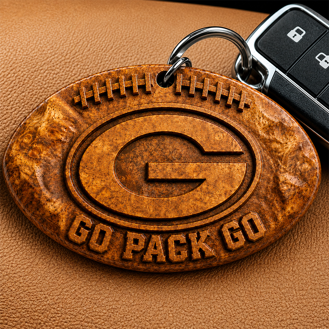 Hand-Carved Football Team Wooden Keychain – Custom Name - Image 15