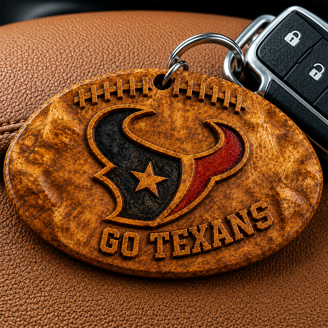 Hand-Carved Football Team Wooden Keychain – Custom Name - Image 16