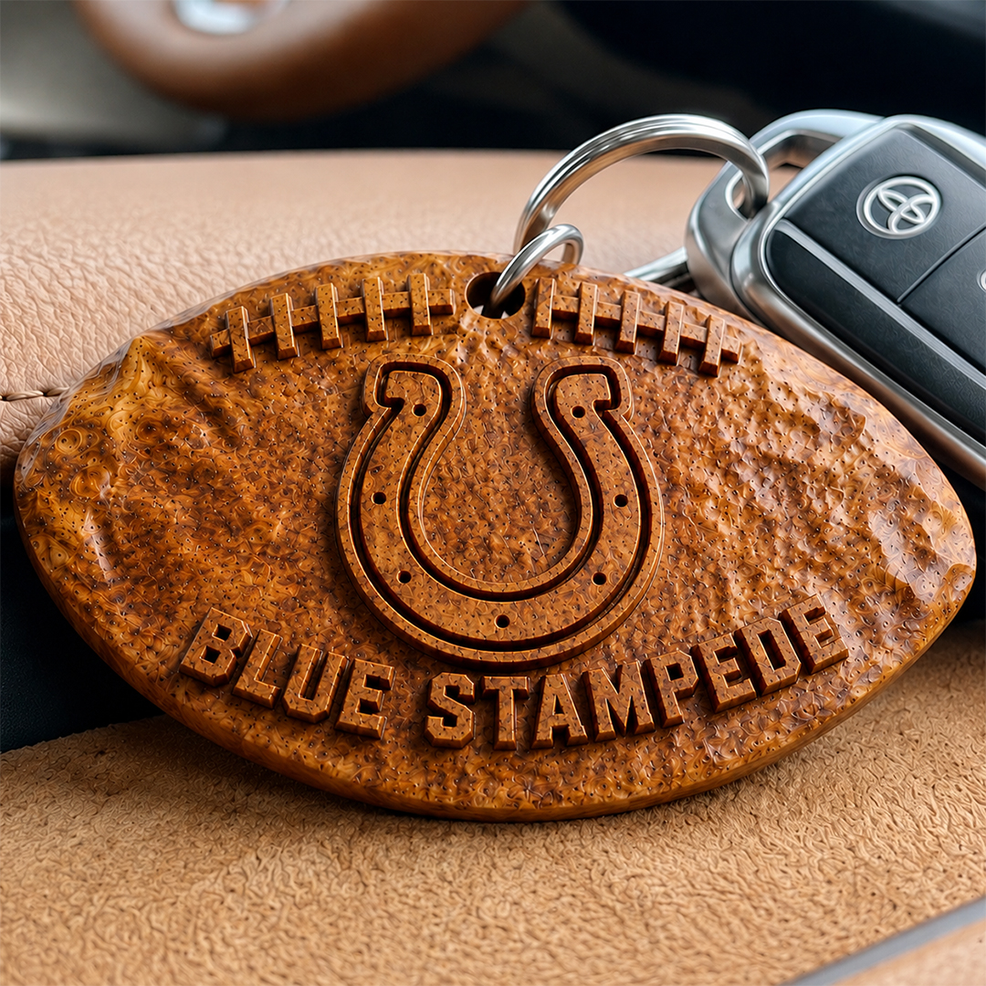 Hand-Carved Football Team Wooden Keychain – Custom Name - Image 17