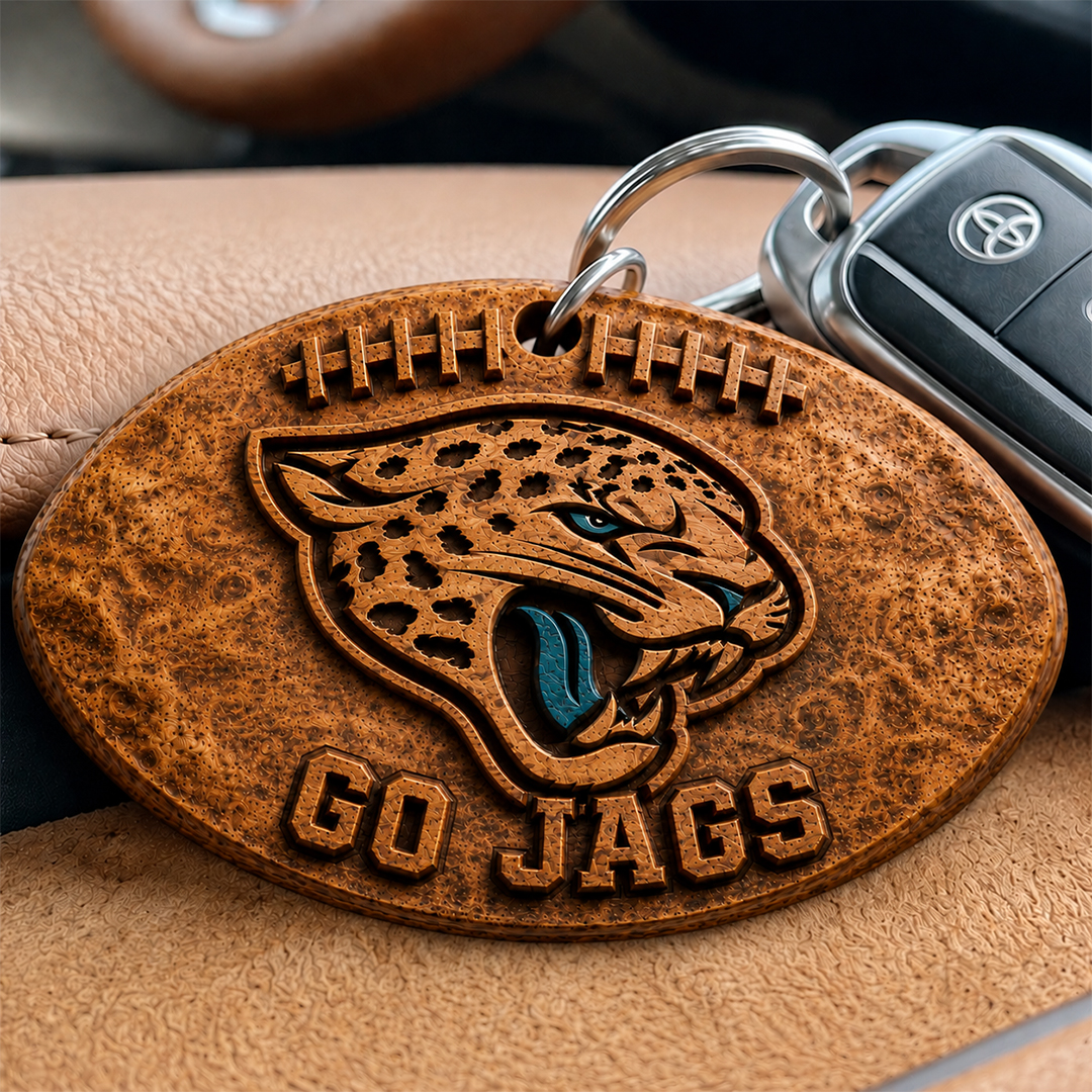 Hand-Carved Football Team Wooden Keychain – Custom Name - Image 18