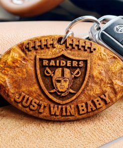 Hand-Carved Las Vegas Raiders Wooden Keychain – Custom Name