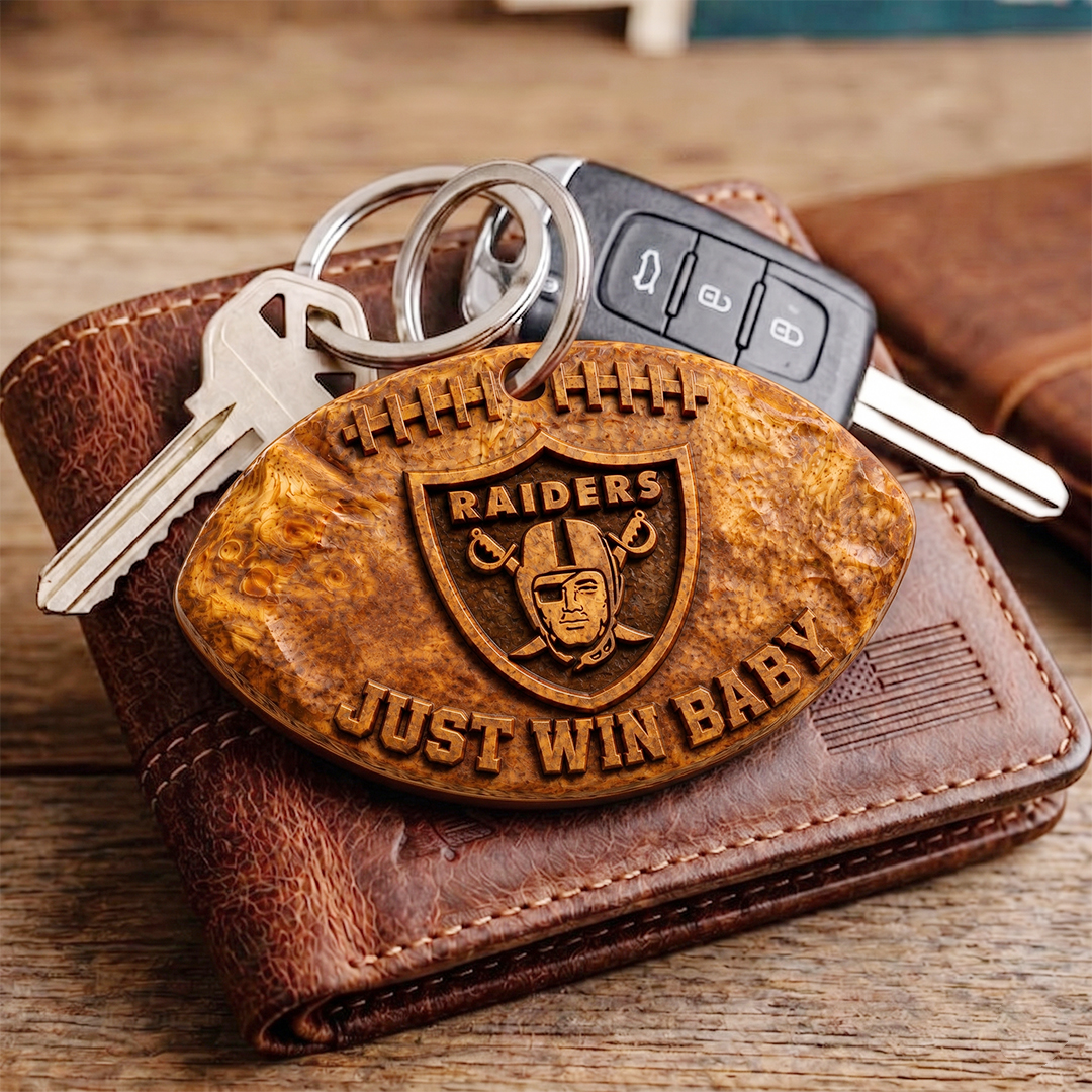 Hand-Carved Las Vegas Raiders Wooden Keychain – Custom Name - Image 4