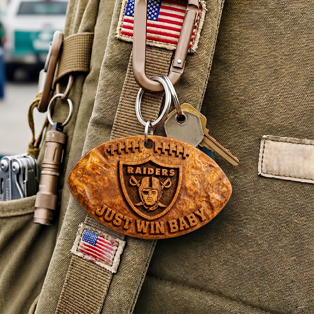 Hand-Carved Las Vegas Raiders Wooden Keychain – Custom Name - Image 5