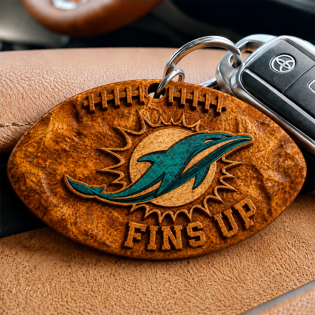 Hand-Carved Football Team Wooden Keychain – Custom Name - Image 23