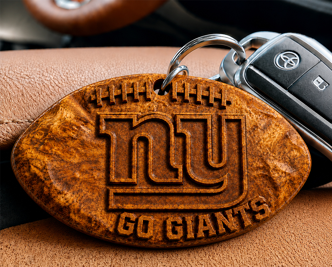 Hand-Carved Football Team Wooden Keychain – Custom Name - Image 27