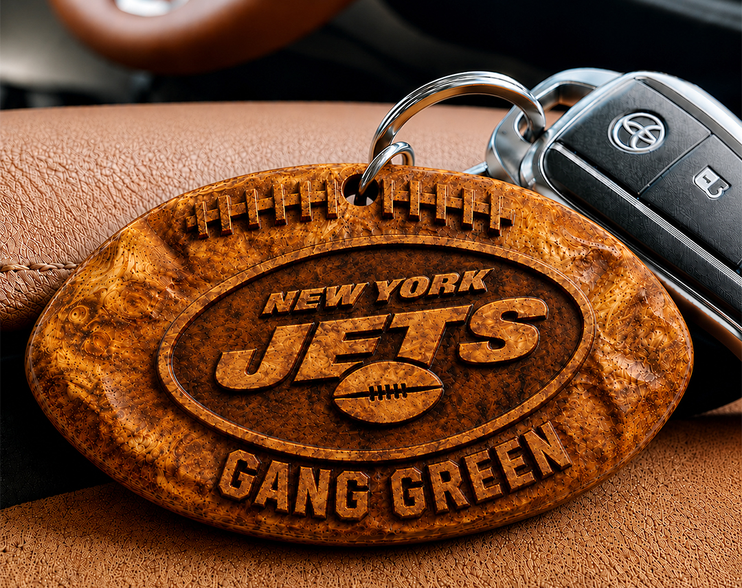 Hand-Carved Football Team Wooden Keychain – Custom Name - Image 28