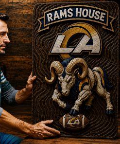 Alternative view of Hand-Carved Rams Wooden Wall Art
