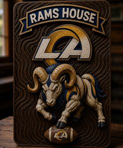 Hand-Carved Rams Wooden Wall Art
