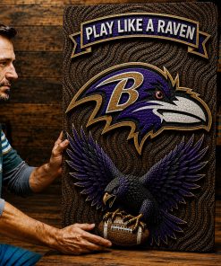 Alternative view of Hand-Carved Ravens Wooden Wall Art
