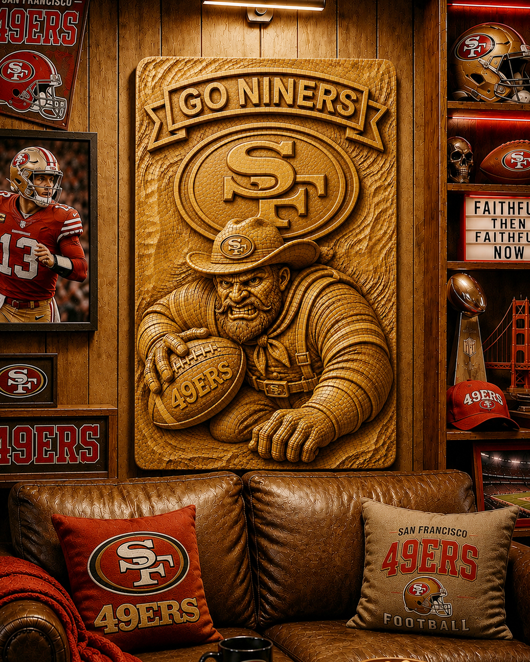 Hand-Carved 49ers Wooden Wall Art – Custom Name - Image 3