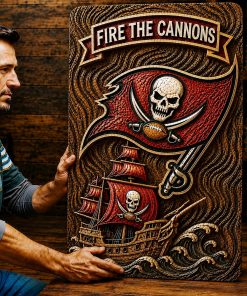 Hand-Carved Tampa Bay Buccaneers Wooden Wall Art – Custom Name