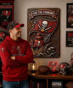 Alternative view of Hand-Carved Tampa Bay Buccaneers Wooden Wall Art – Custom Name