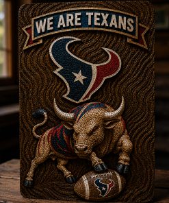Hand-Carved Texans Wooden Wall Art