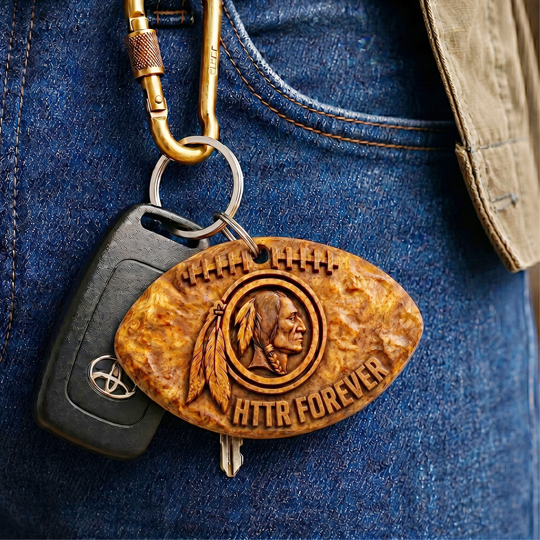 Hand-Carved Washington Commanders Wooden Keychain – Custom Name - Image 3