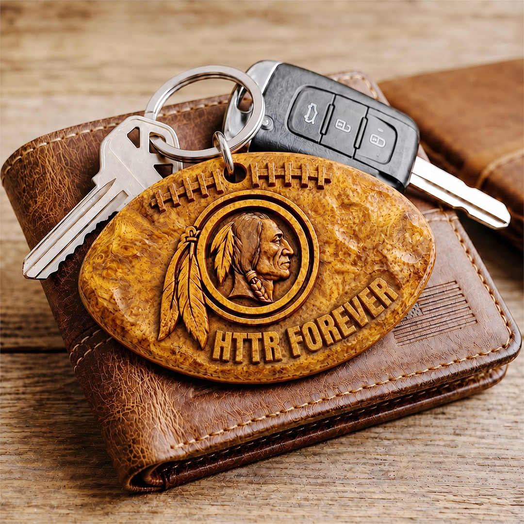 Hand-Carved Football Team Wooden Keychain – Custom Name - Image 34