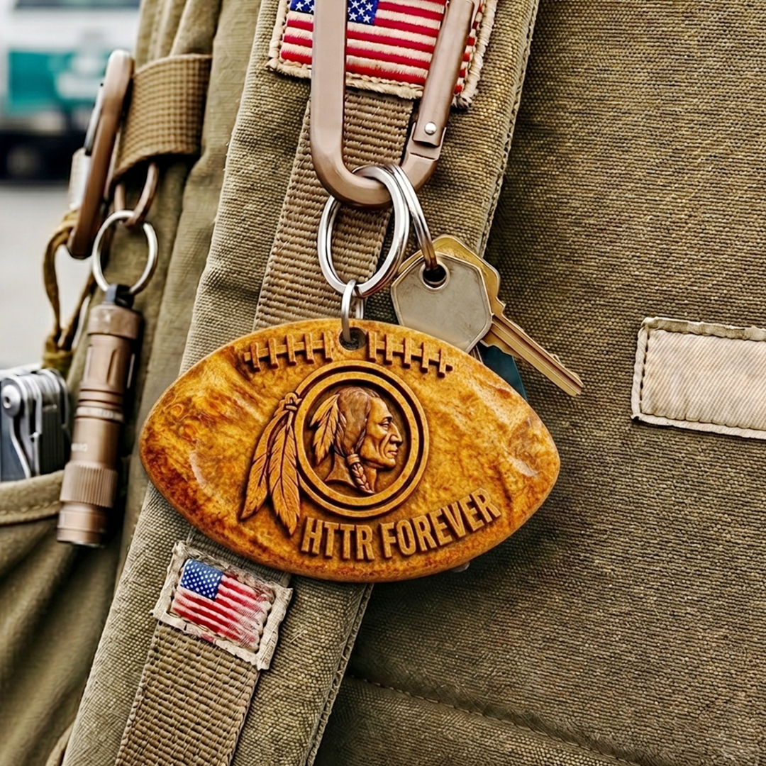 Hand-Carved Washington Commanders Wooden Keychain – Custom Name - Image 5