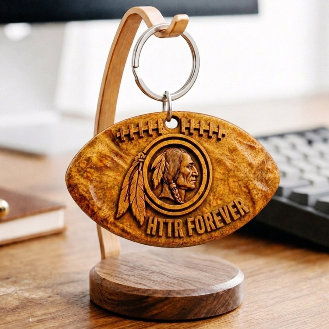 Hand-Carved Washington Commanders Wooden Keychain – Custom Name - Image 6