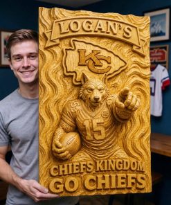 Alternative view of Hand-Carved Chiefs Wooden Wall Art – Custom Name