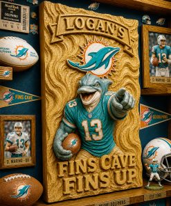 Hand-Carved Dolphins Wooden Wall Art – Custom Name