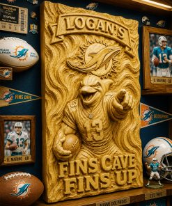 Hand-Carved Dolphins Wooden Wall Art – Custom Name