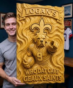 Alternative view of Hand-Carved Saints Wooden Wall Art – Custom Name