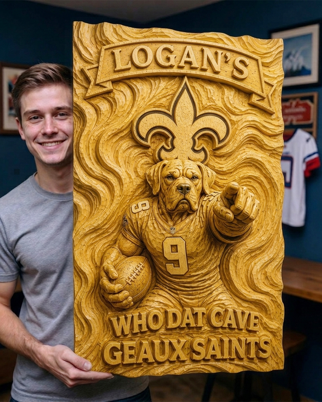 Hand-Carved Saints Wooden Wall Art – Custom Name - Image 2